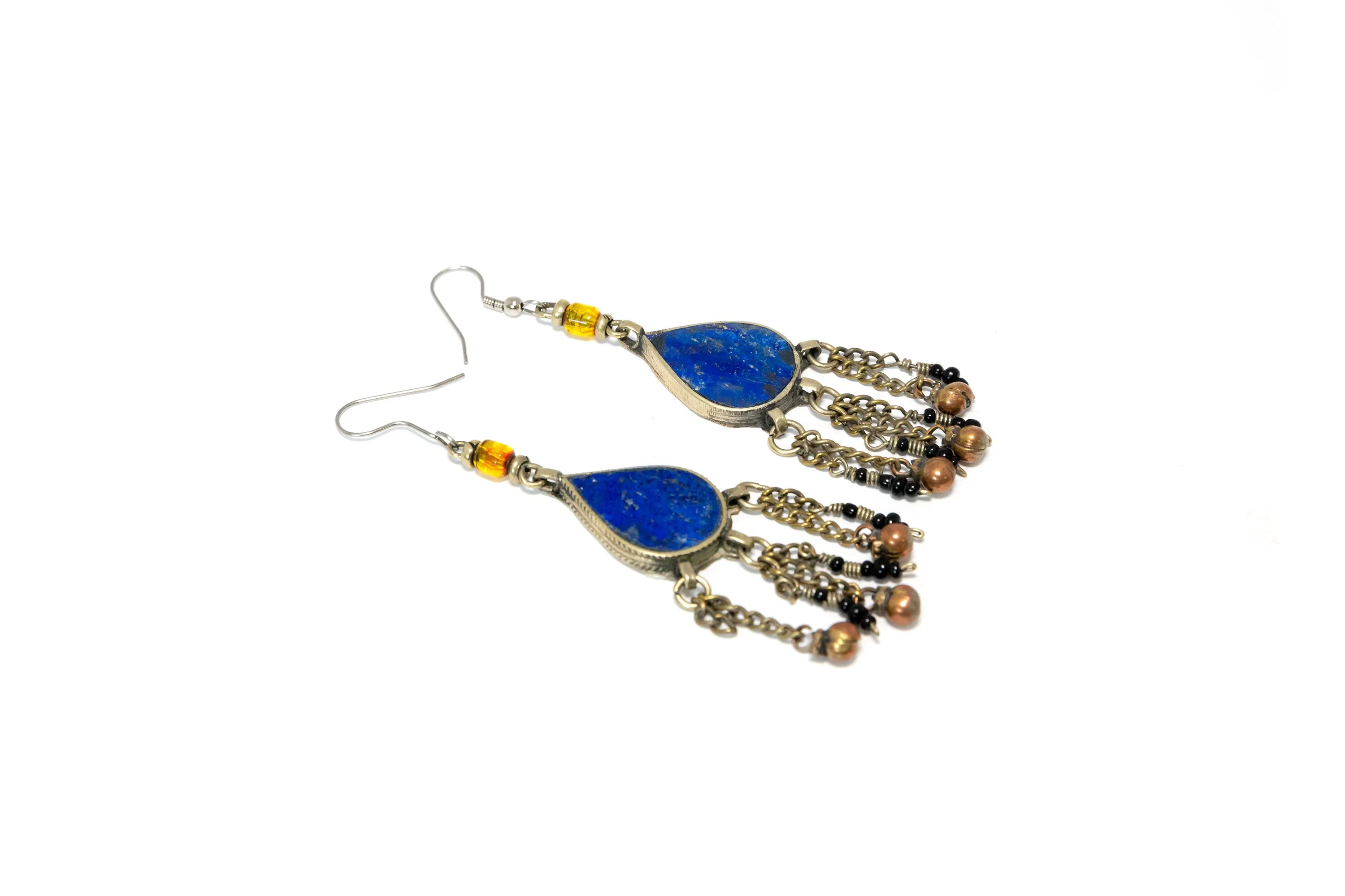 Blue Lapis Stone Drop Earrings
