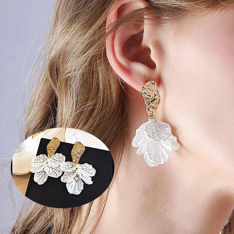 Bohemian Geometric Gold Color Ginkgo Biloba Leaf Shape Drop Earrings for Women Statement Ear Jewelry Accessories Punk