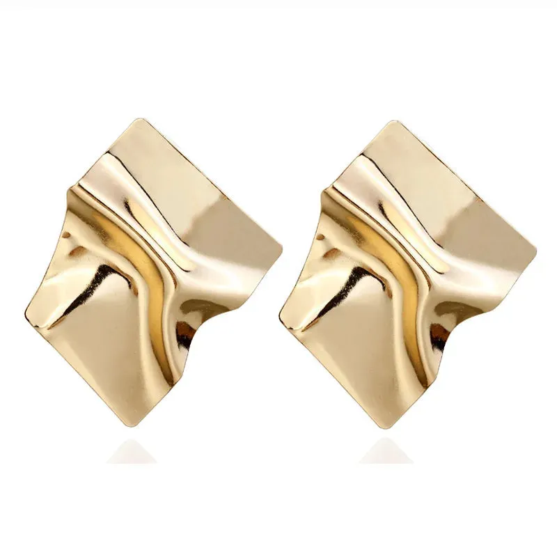 Bohemian Geometric Gold Color Ginkgo Biloba Leaf Shape Drop Earrings for Women Statement Ear Jewelry Accessories Punk