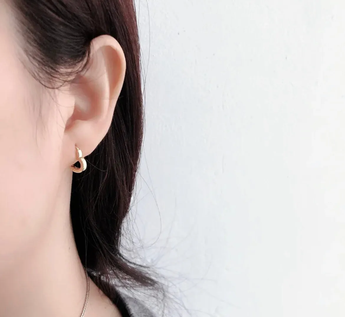 Boho & Mala Heart Huggies 18k Gold Hoop Earrings