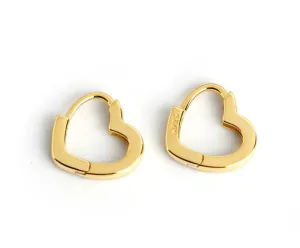 Boho & Mala Heart Huggies 18k Gold Hoop Earrings