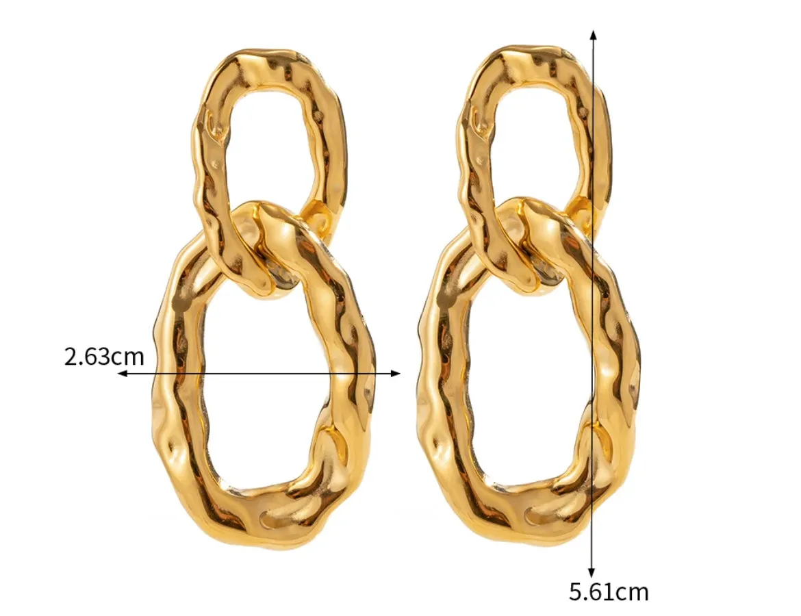 Boho & Mala Stainless Steel Gold Plated Stud Earrings
