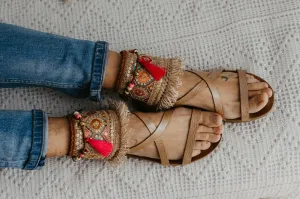 Boho Barefoot Hippie Sandal Ankle Wraps
