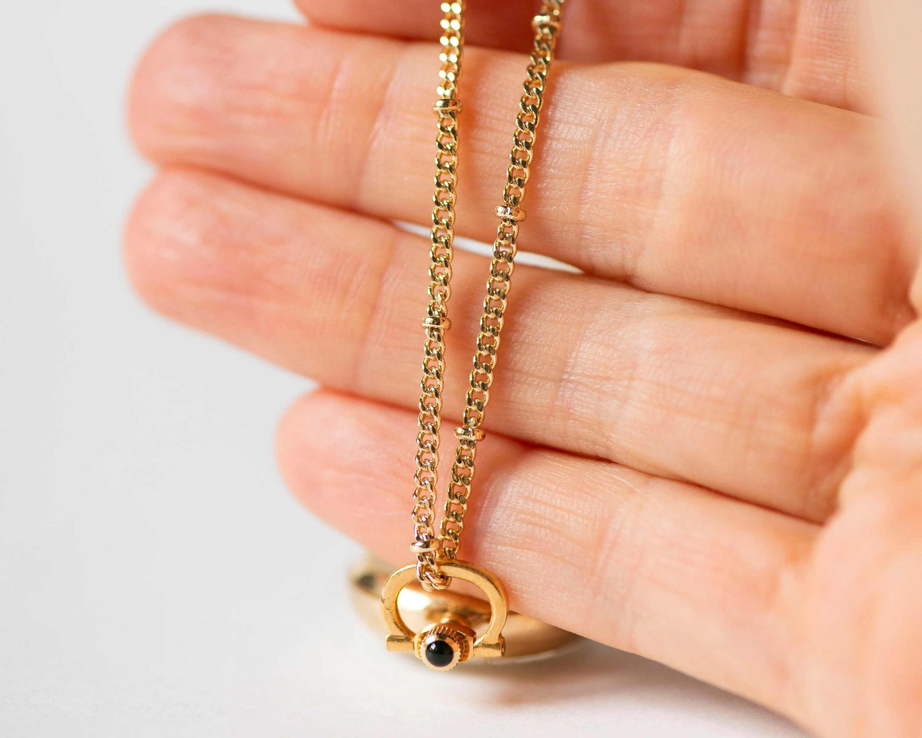 Boho necklace watch Dawn with rose pattern on backside, vintage gold plated pendant watch Roman numerals dial, delicate round neck accessory