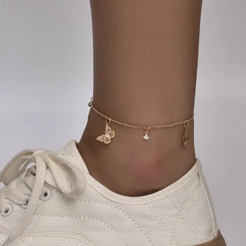 Boho Star Charm Anklet: Silver/Gold Body Jewelry for Women