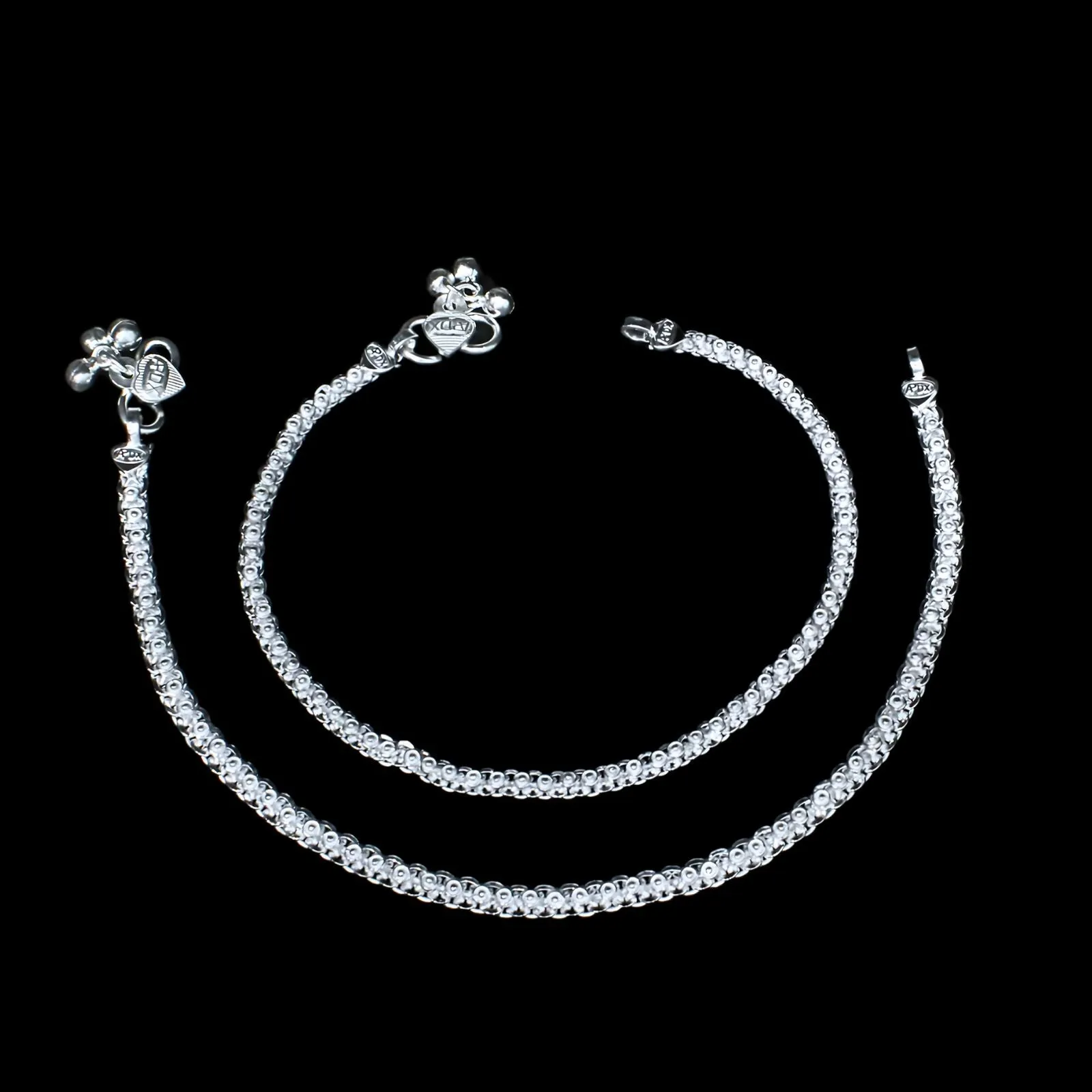 Boho Style Real Silver Indian Women Anklets Ankle Pair 10.3"
