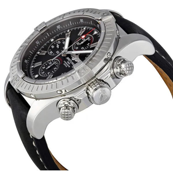Breitling Super Avenger Black Dial Chronograph Black Leather Strap Men's Watch A1337011-B907BKLT A1337011/B907