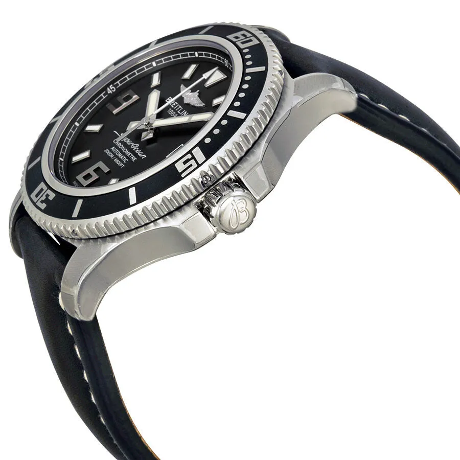 Breitling SuperOcean 44 Black Dial Black Leather Men's Watch A1739102-BA77BKLT