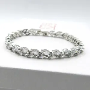 Bridal Crystal Bracelet, CZ Diamond Gold Plated Bracelet, Bridesmaid Sparkling Gem Bracelet, Wedding Crystal Leaf Bracelet