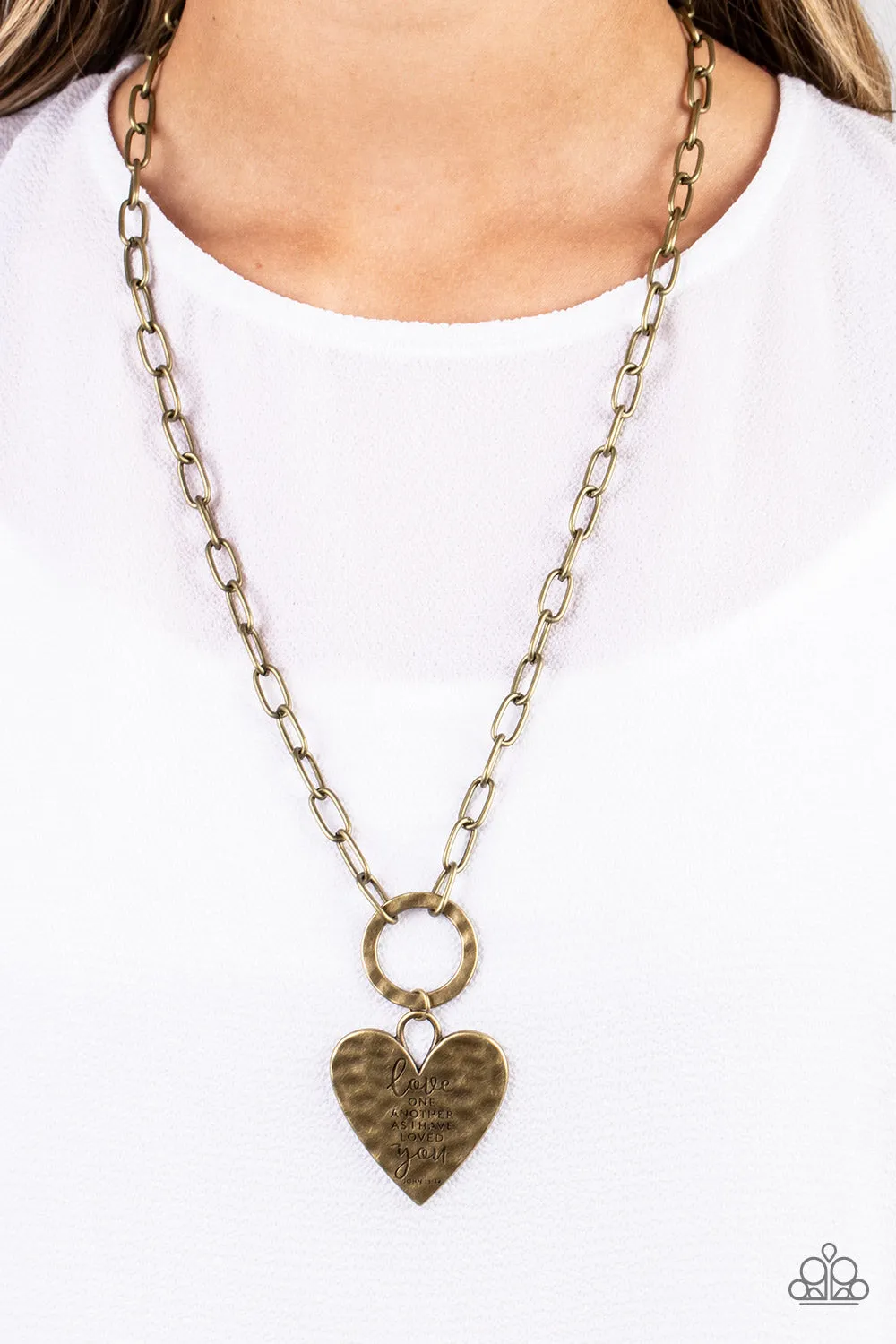 Brotherly Love - Brass (Heart) Necklace