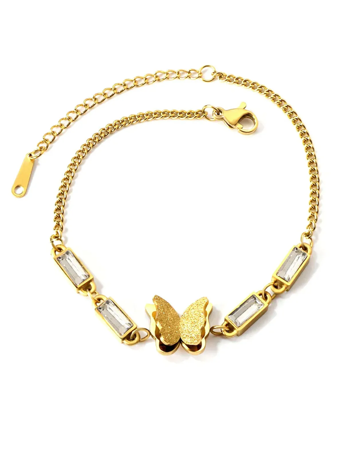 Butterfly Charm Rhinestone Decor Chain Bracelet - FD ⚡