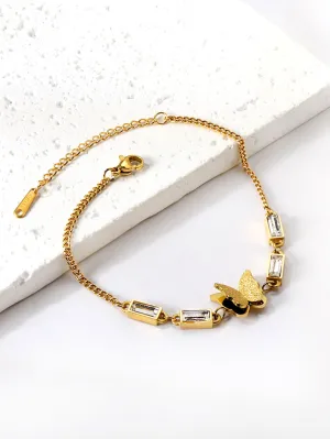 Butterfly Charm Rhinestone Decor Chain Bracelet - FD ⚡