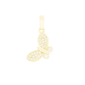 Butterfly Pendant 14K Anklet Gold Filled Cubic Zirconia Charm Rope Chain Set 10" Women Jewelry