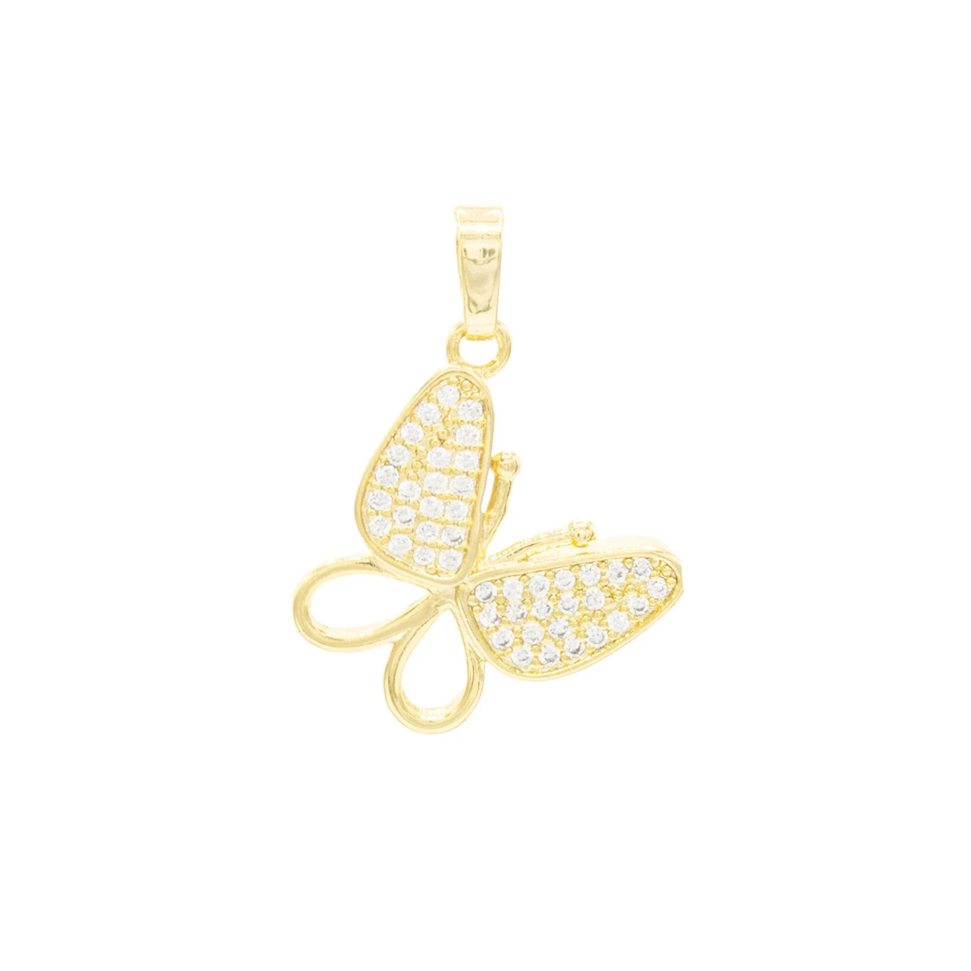 Butterfly Pendant 14K Anklet Gold Filled Cubic Zirconia Charm Rope Chain Set 10" Women Jewelry
