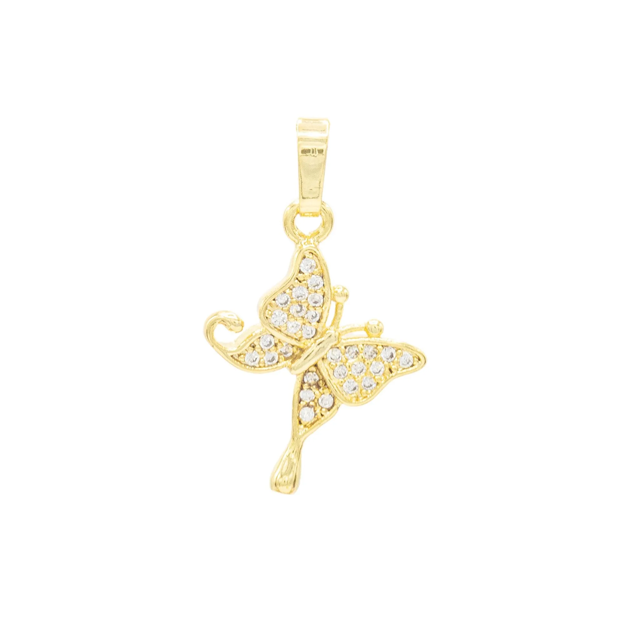 Butterfly Pendant 14K Anklet Gold Filled Cubic Zirconia Charm Rope Chain Set 10" Women Jewelry