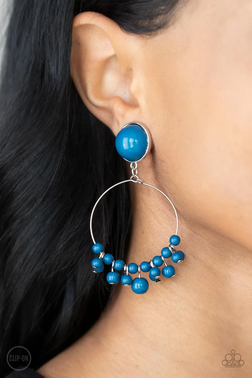 Cabaret Charm - Blue Clip-On Earring