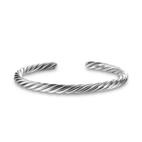 Cable Cuff Bracelet in Sterling Silver, 6mm, Size Small