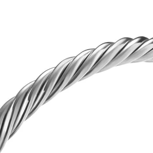 Cable Cuff Bracelet in Sterling Silver, 6mm, Size Small