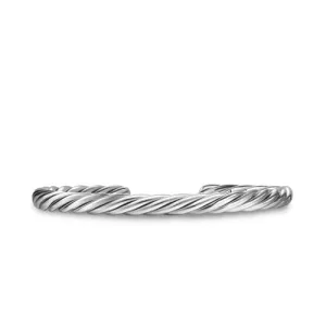 Cable Cuff Bracelet in Sterling Silver, 6mm, Size Small