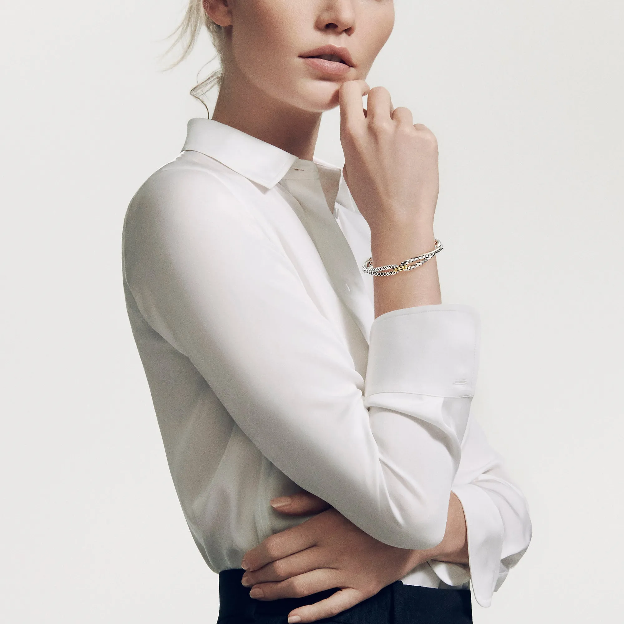 Cable Loop Bracelet with 18K Gold, Size Medium