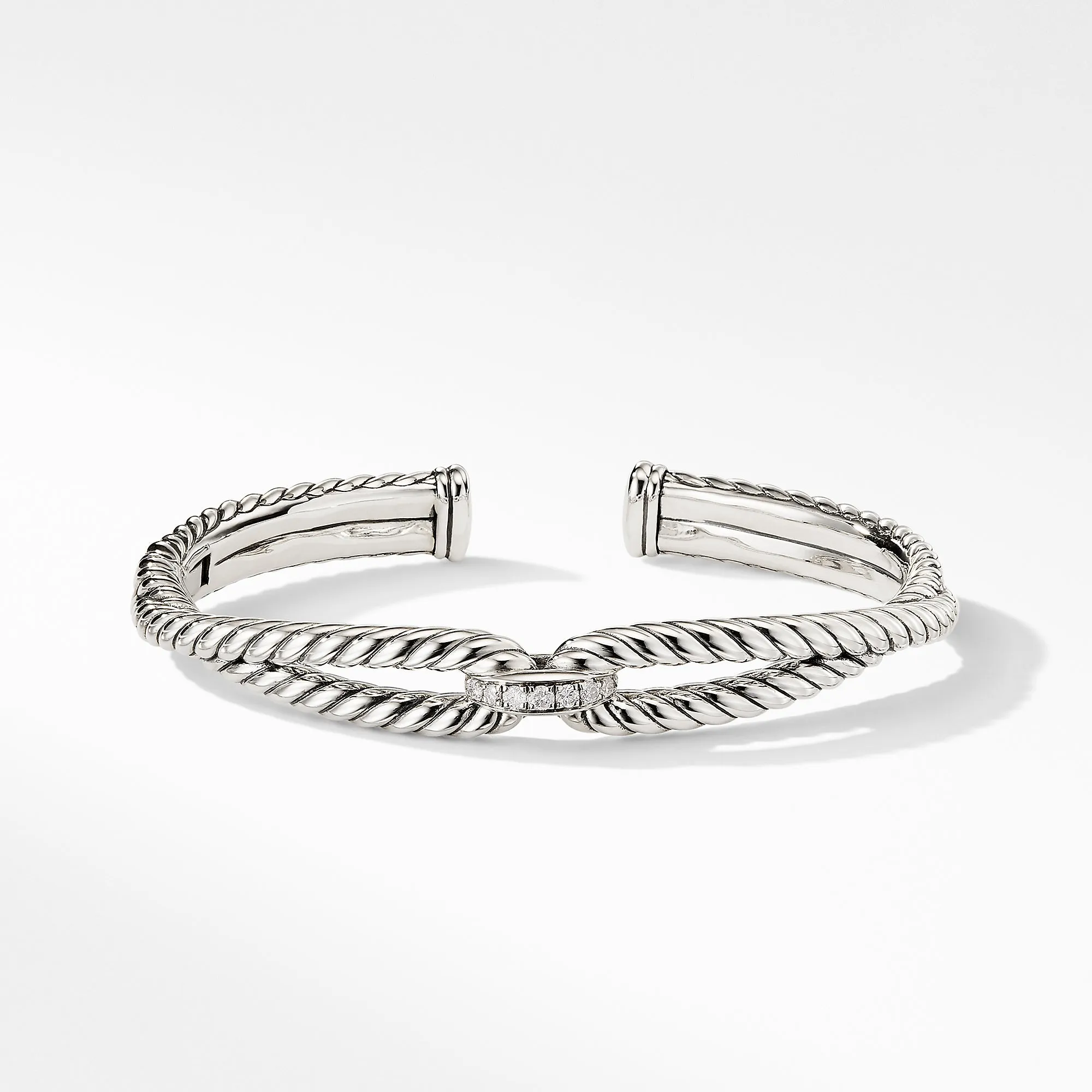 Cable Loop Bracelet with Diamonds, Size Medium