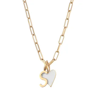 Cara White Enamel Charm Necklace