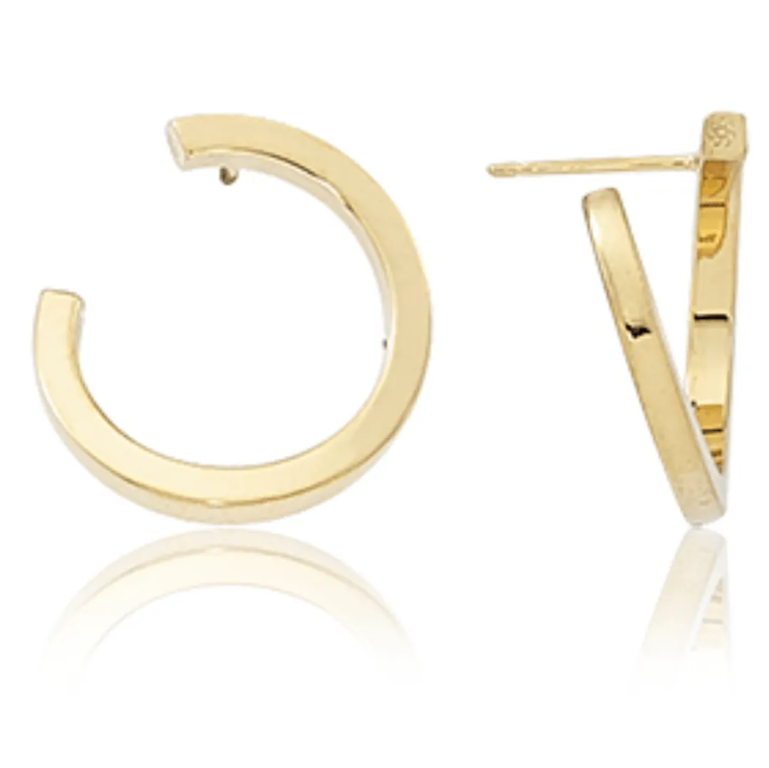Carla 14k Yellow Gold Square Tube Round Earrings