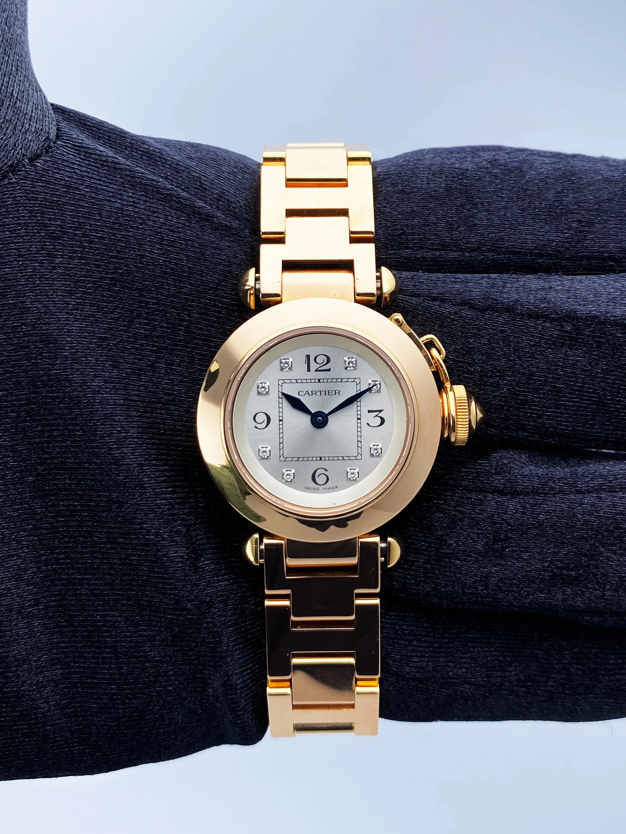 Cartier Pasha WJ124016 Diamond 18K Rose Gold Ladies Watch Box Papers