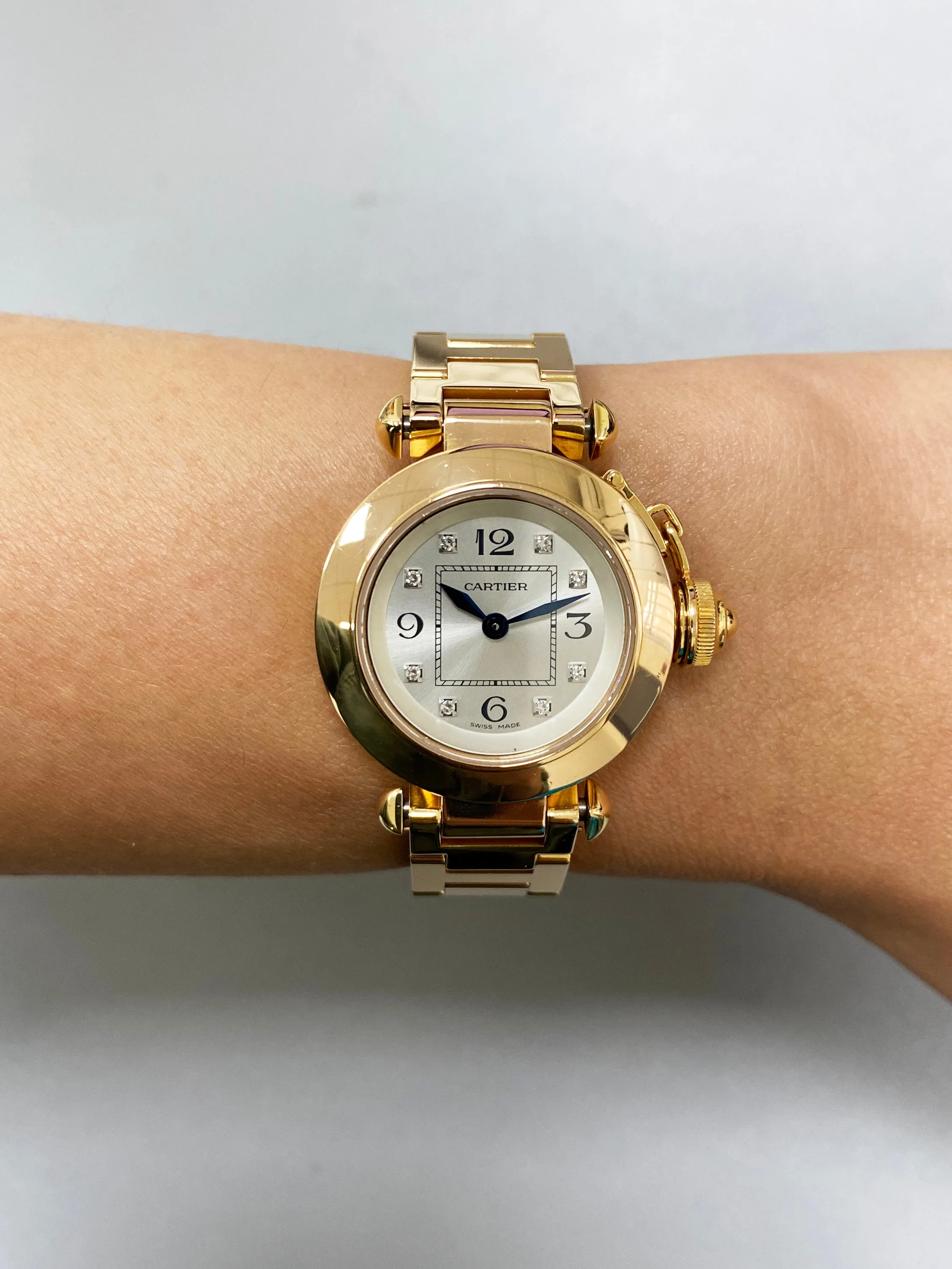 Cartier Pasha WJ124016 Diamond 18K Rose Gold Ladies Watch Box Papers