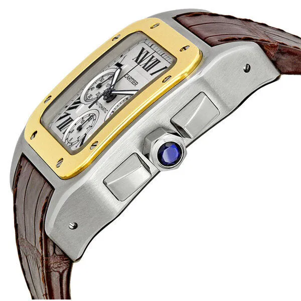 Cartier Santos 100 18kt Yellow Gold and Steel Chronograph XL Men's Watch W20091X7