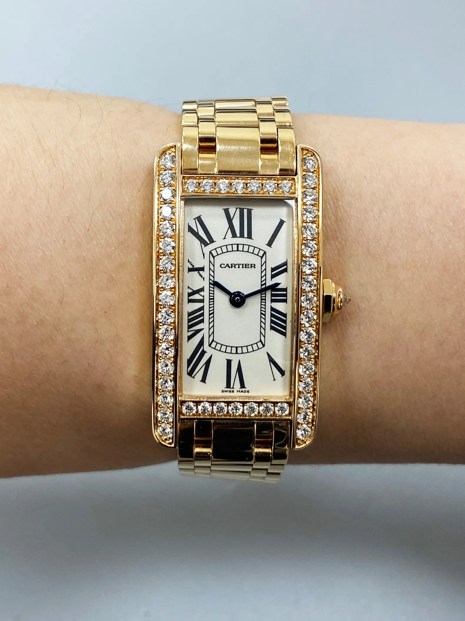 Cartier Tank Americaine WB7079M5 2503 Diamond Ladies Watch Box Papers