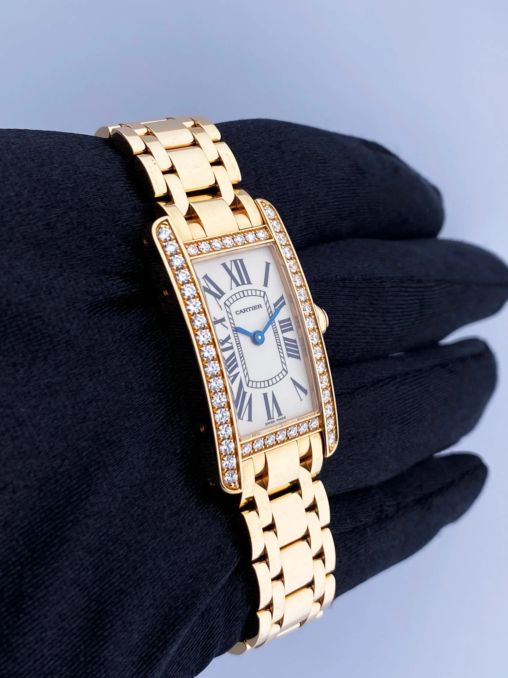 Cartier Tank Americaine WB7079M5 2503 Diamond Ladies Watch Box Papers