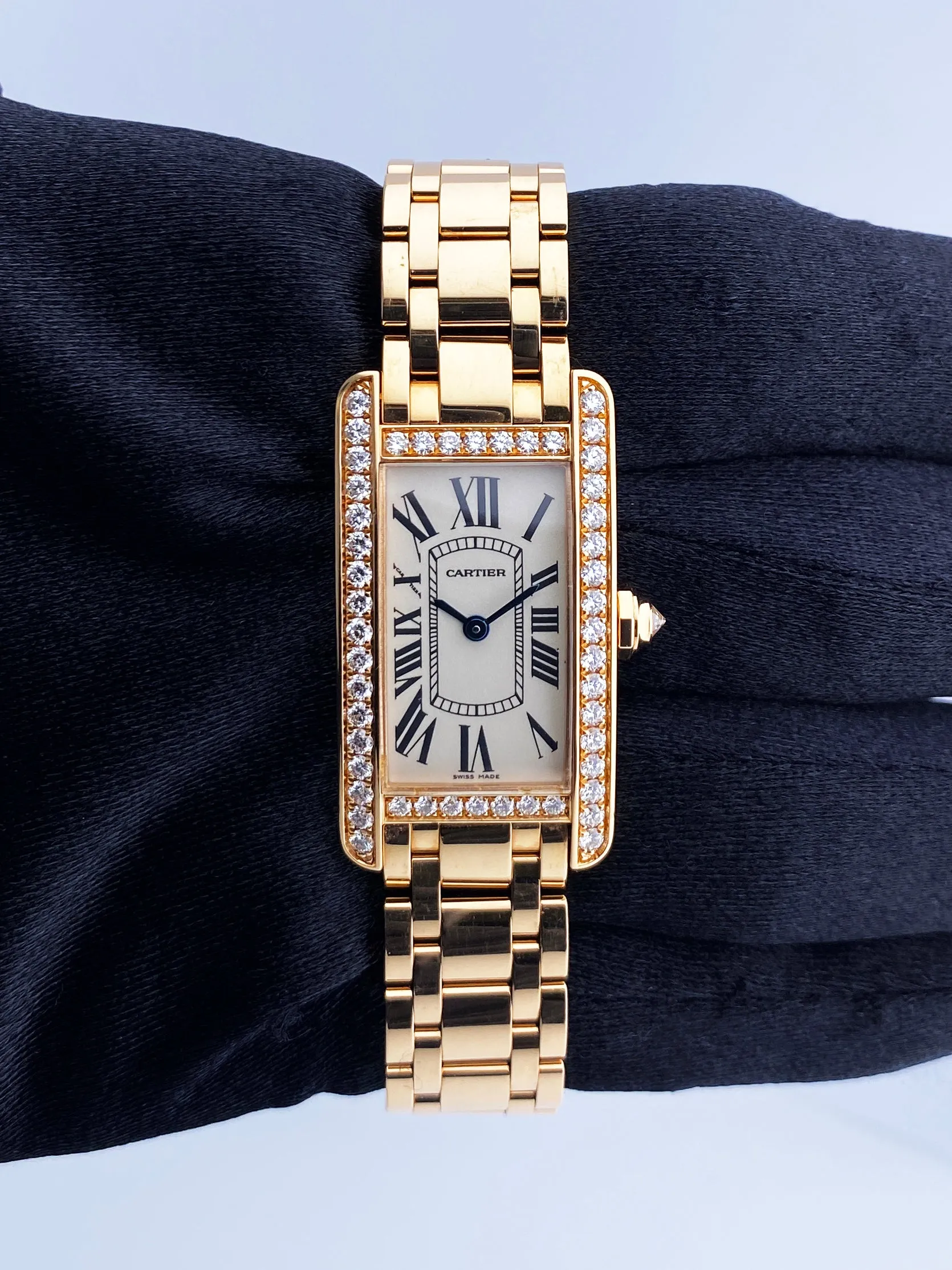 Cartier Tank Americaine WB7079M5 2503 Diamond Ladies Watch Box Papers