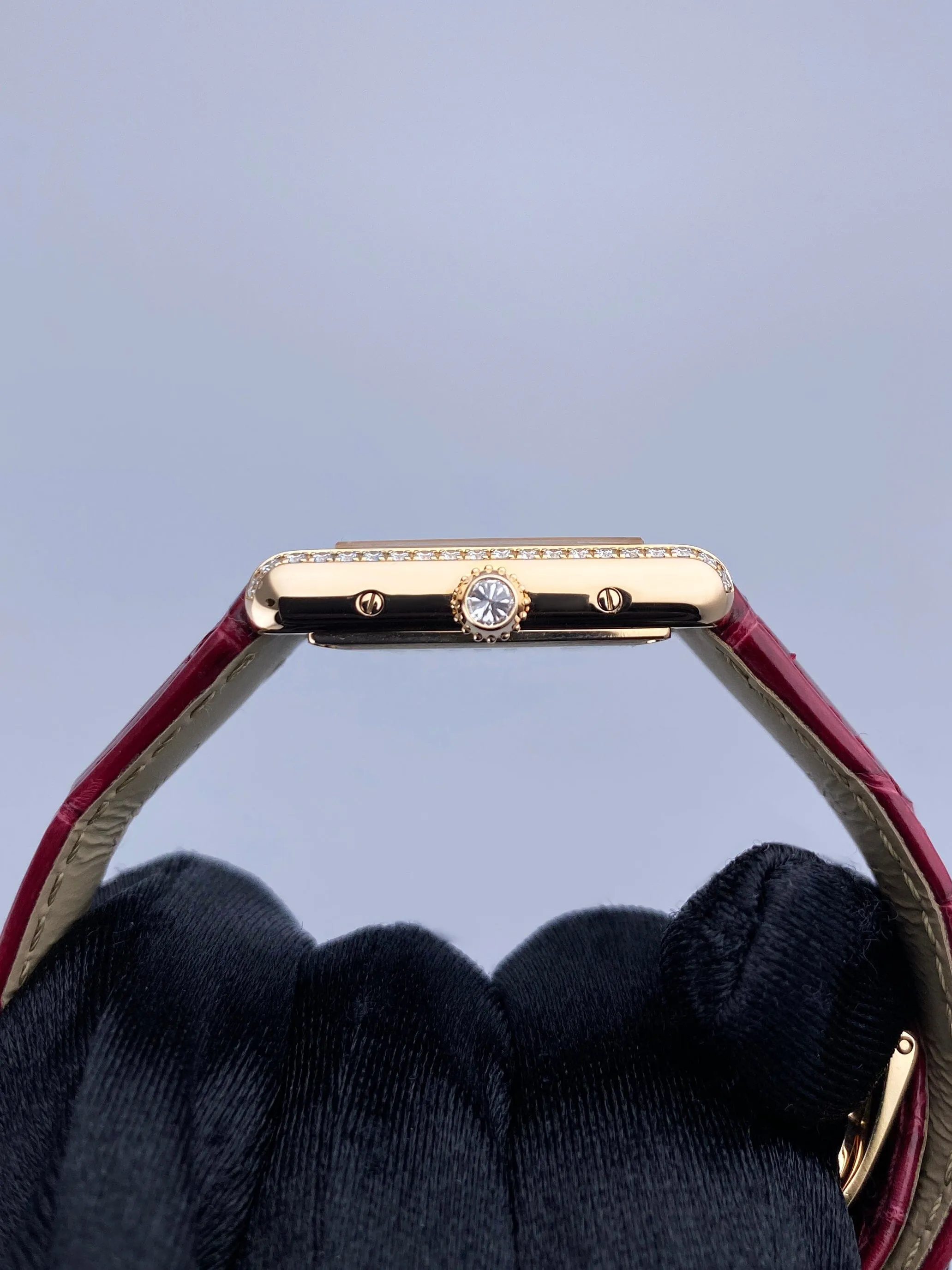Cartier Tank Louis WJTA0010 Diamond 18K Rose Gold Ladies Watch Box Papers