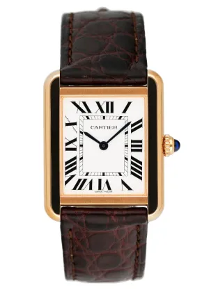 Cartier Tank Solo W5200024 18K Rose Gold Ladies Watch Box Papers