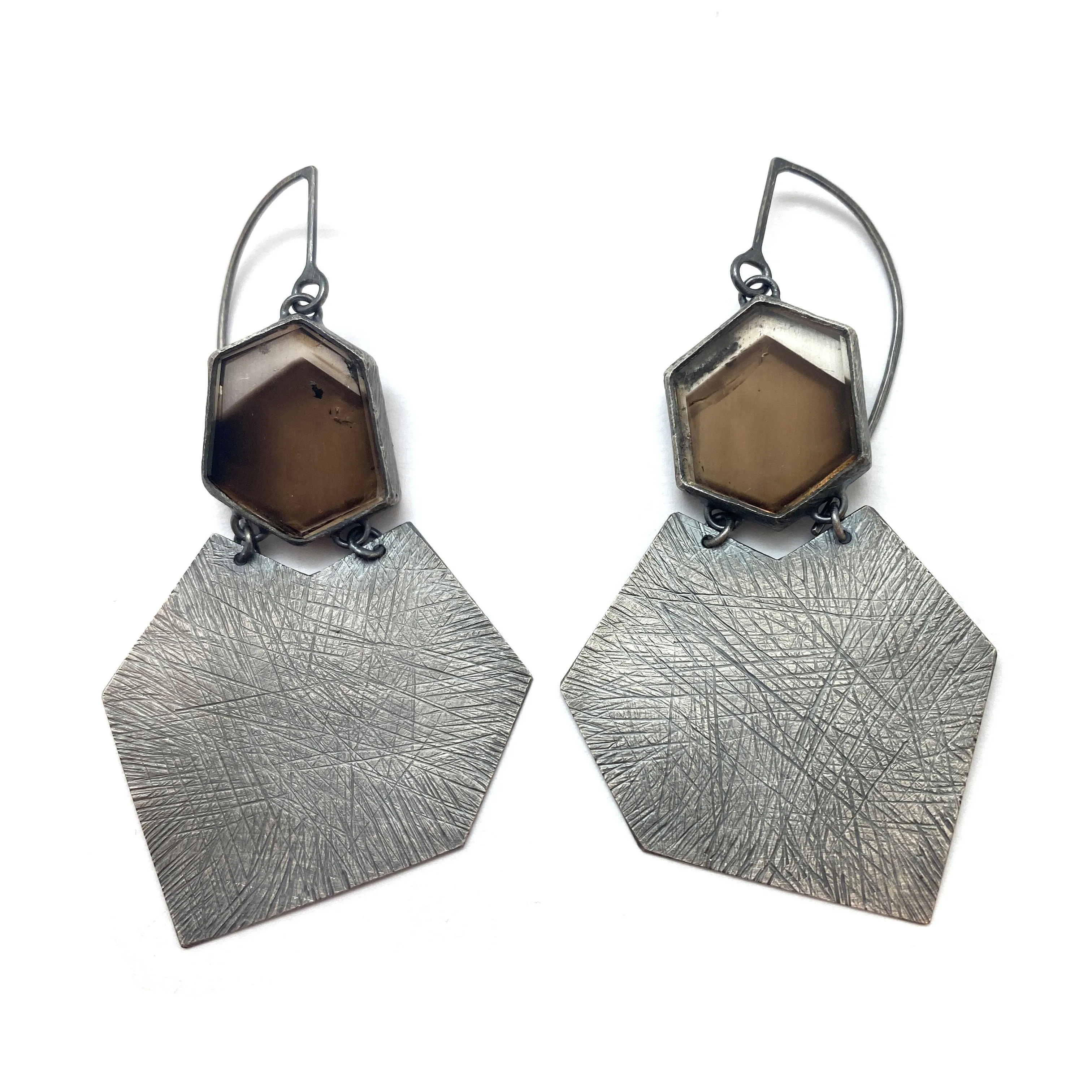 Carved Smokey Quartz Earrings