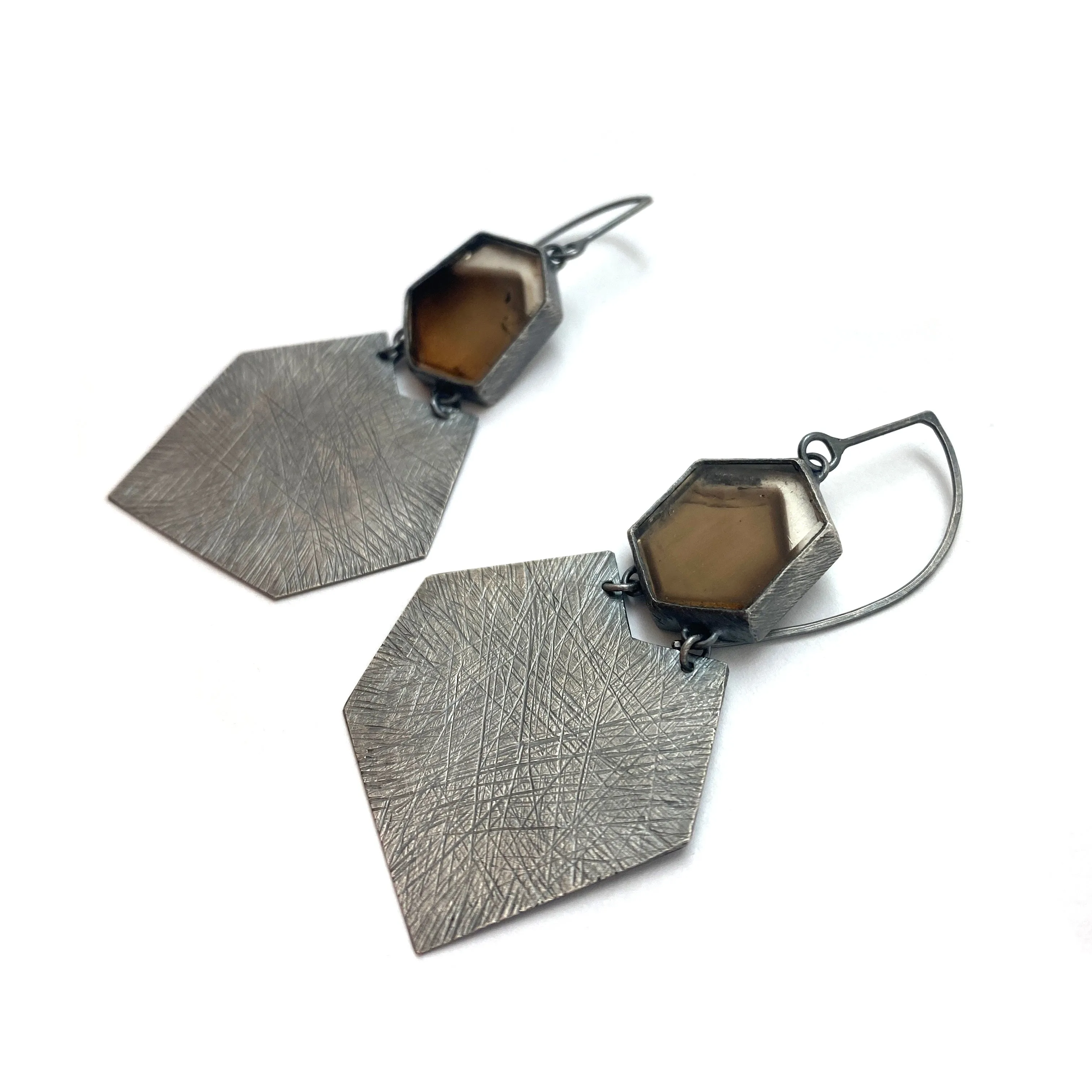 Carved Smokey Quartz Earrings