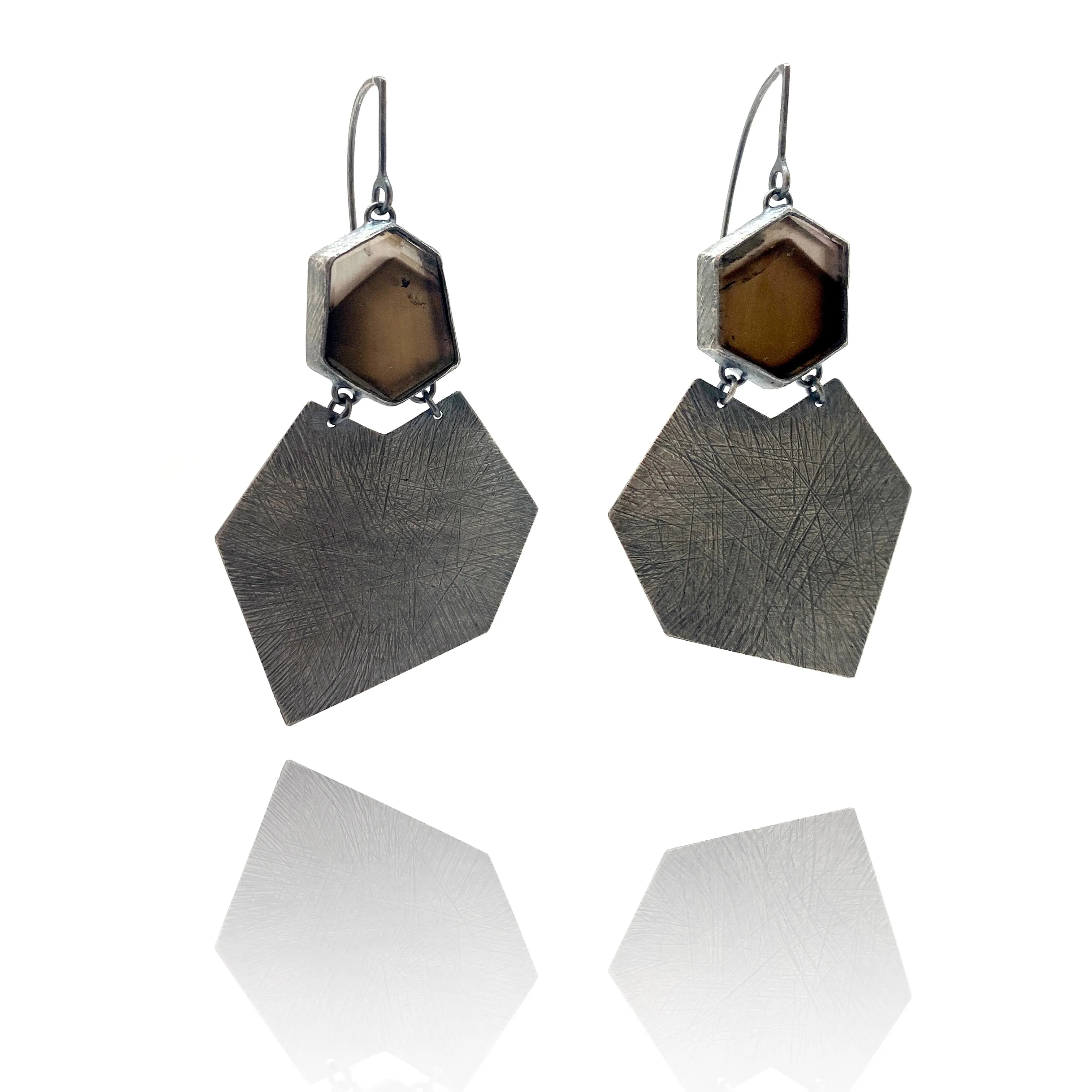 Carved Smokey Quartz Earrings