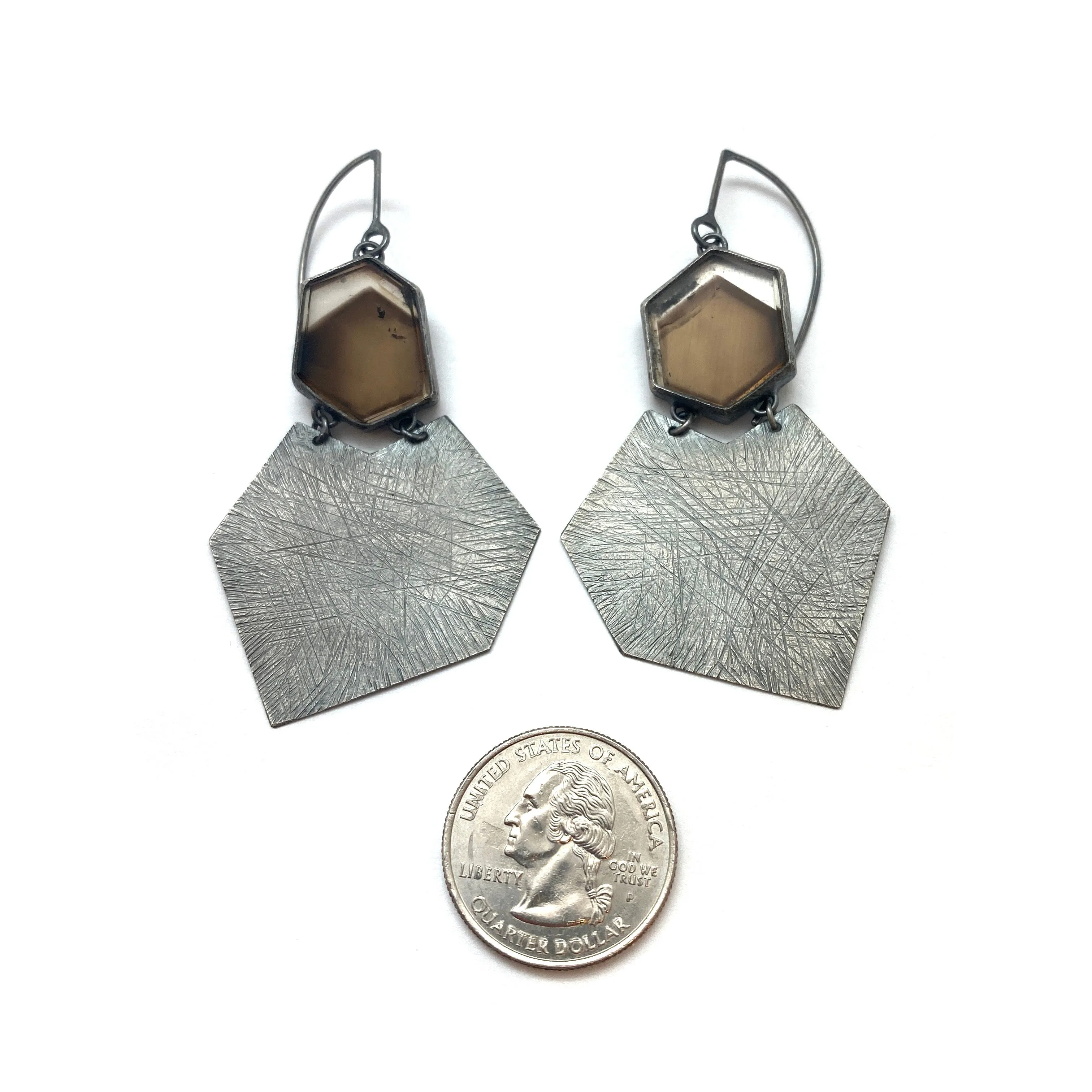 Carved Smokey Quartz Earrings
