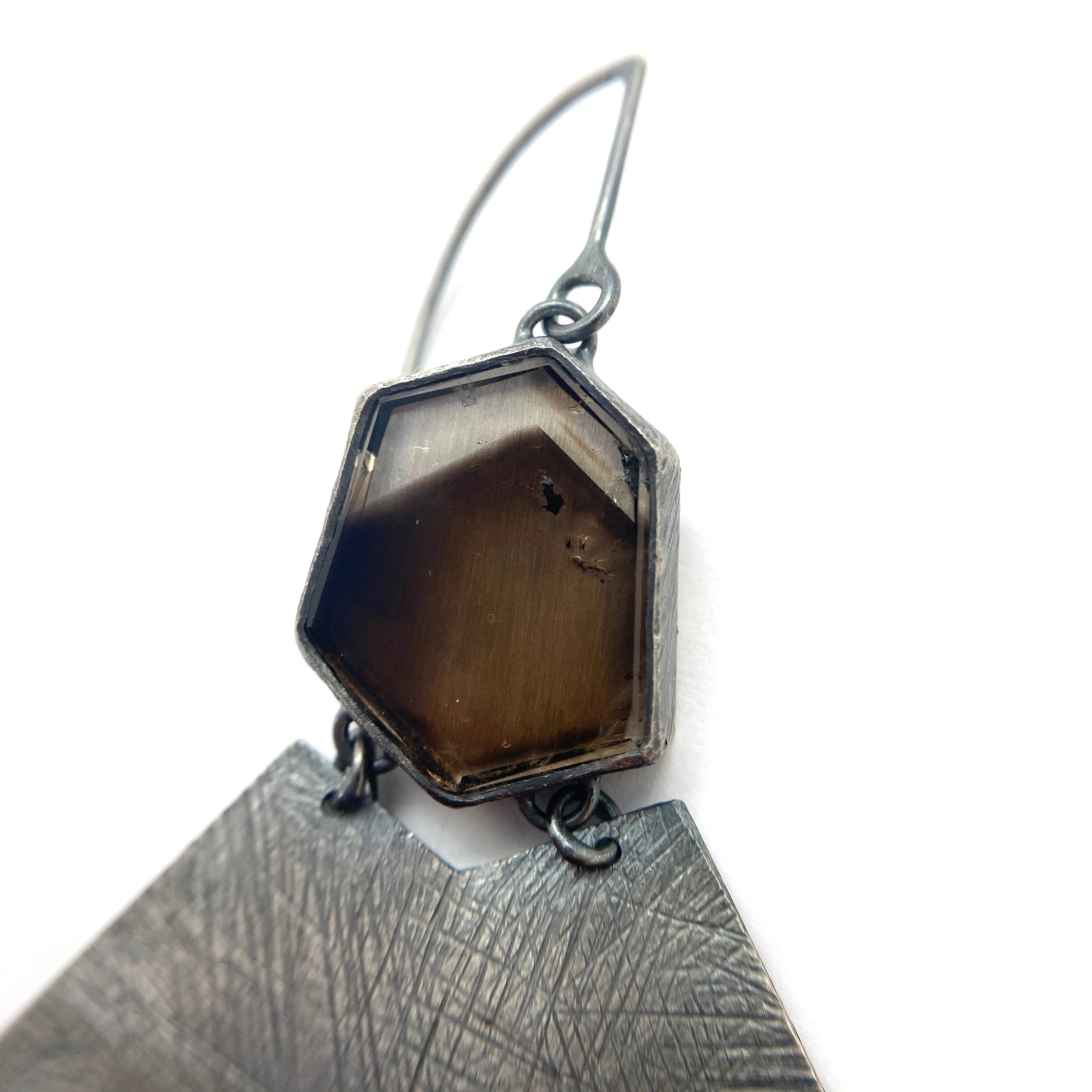 Carved Smokey Quartz Earrings