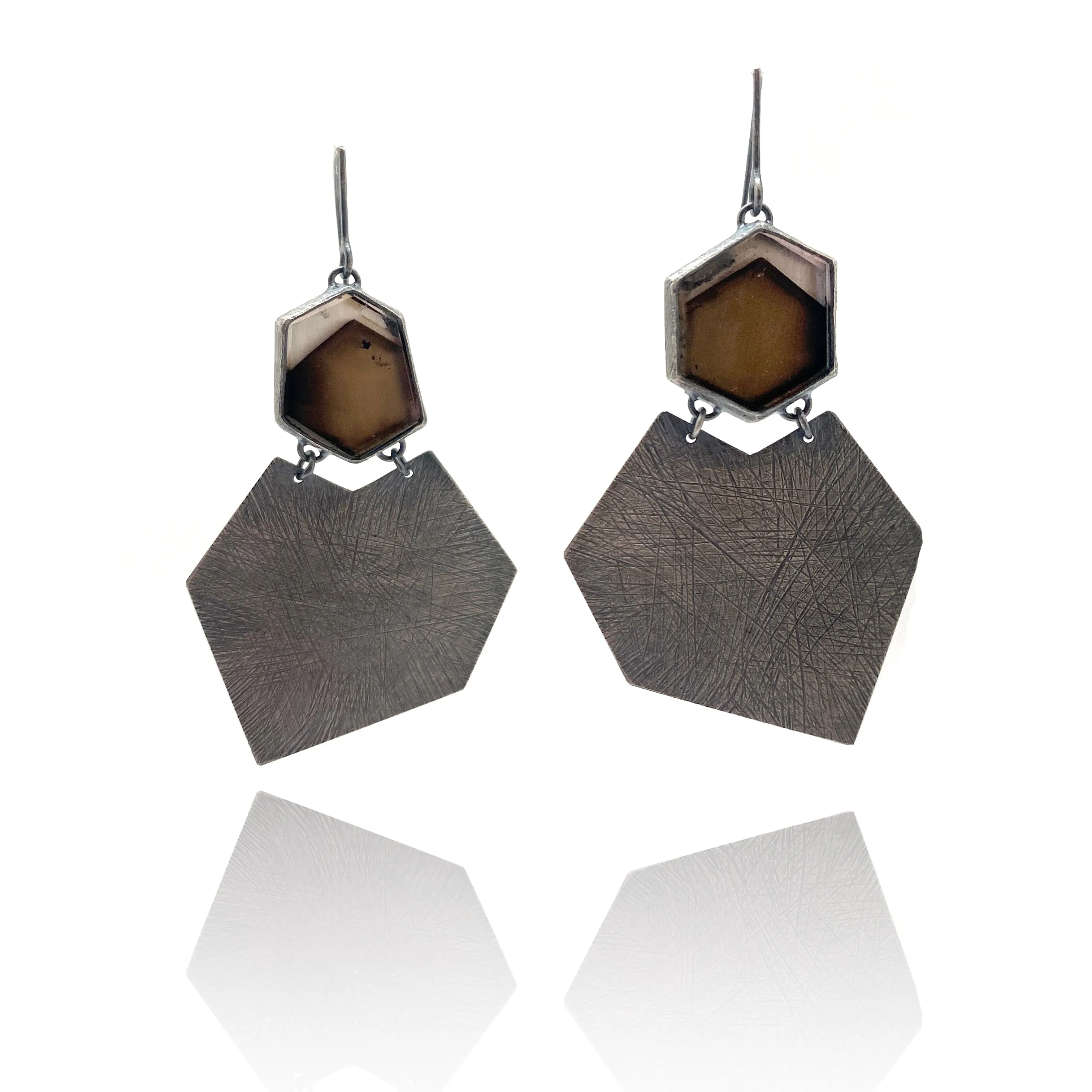 Carved Smokey Quartz Earrings
