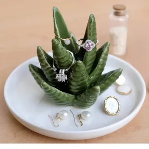 Ceramic Aloe Vera Ring Holder, Jewelry Display Tray