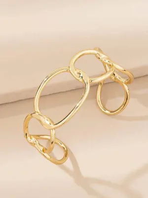 Chain Design Gold Cuff Bracelet