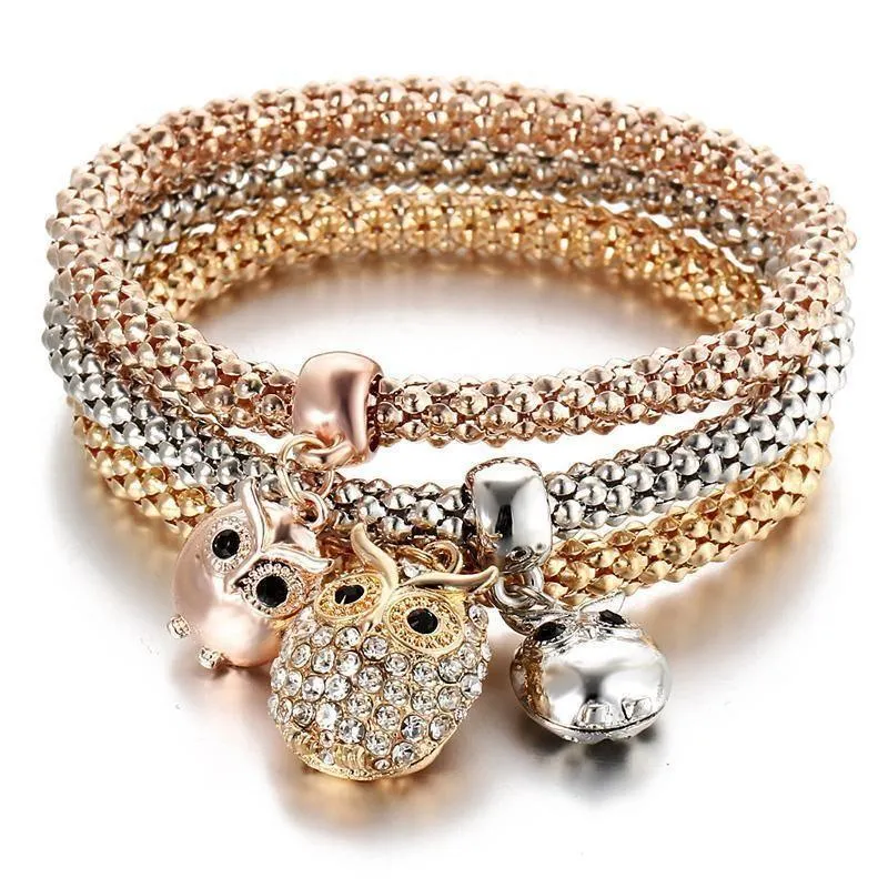 Charm Rhinestone Popcorn Bracelet