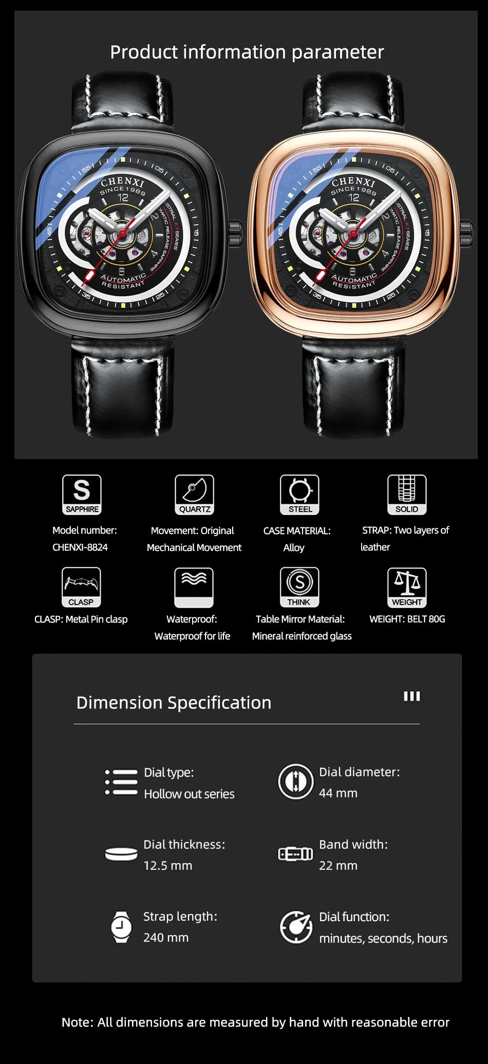 CHENXI 2022 New Men&#39;s Mechanical Wristwatches Luxury Brand Sport Waterproof Men Watch Leather Automatic Watches Business Clock