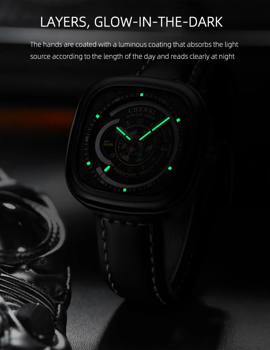 CHENXI 2022 New Men&#39;s Mechanical Wristwatches Luxury Brand Sport Waterproof Men Watch Leather Automatic Watches Business Clock