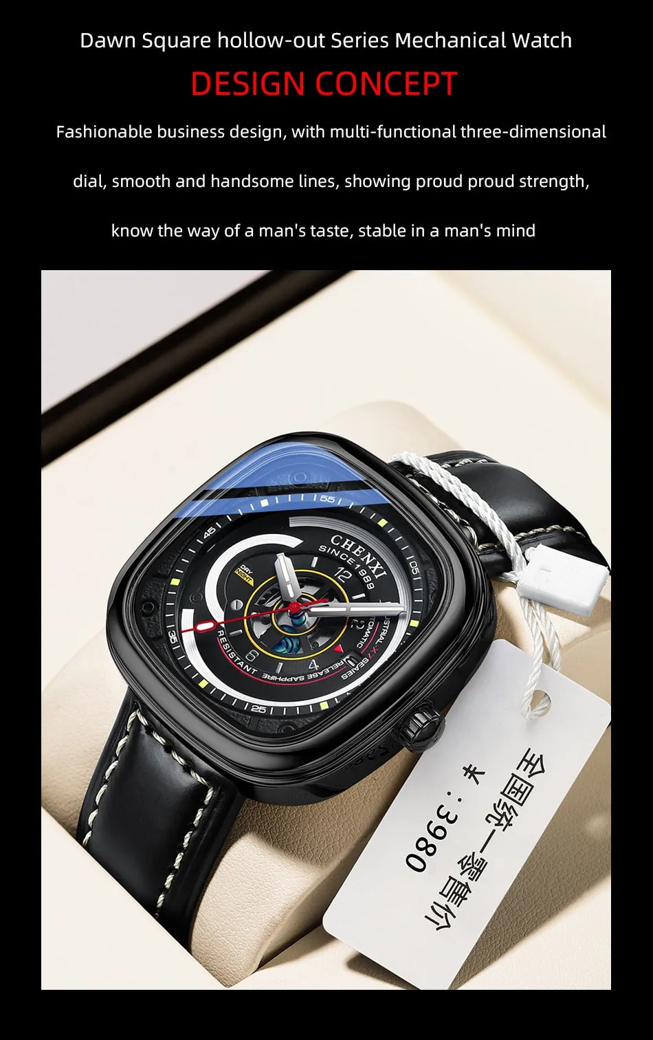 CHENXI 2022 New Men&#39;s Mechanical Wristwatches Luxury Brand Sport Waterproof Men Watch Leather Automatic Watches Business Clock