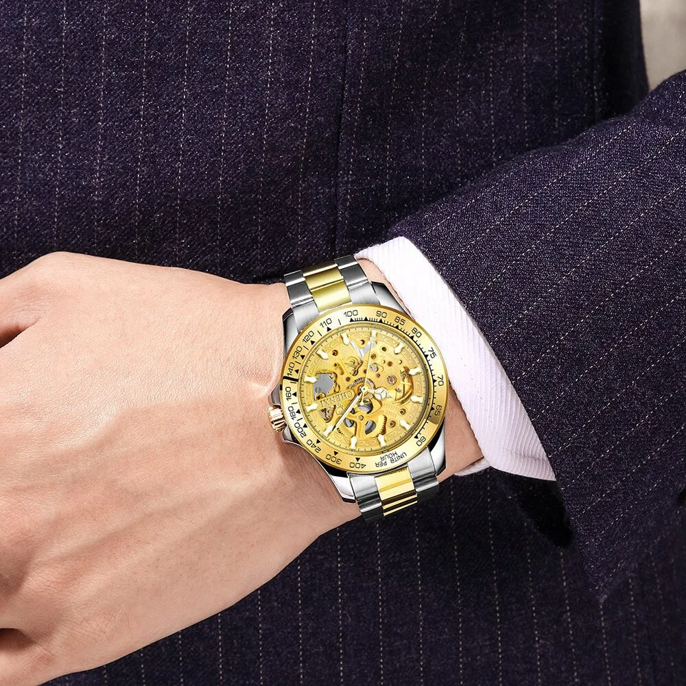 CHENXI Fashion Watch Men Luxury Brand Automatic Wind Mechanical Cutout Wristwatch Waterproof Full Steel Business Mens Watches