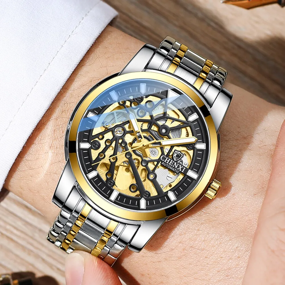CHENXI Mens Watches Tourbillon Waterproof Automatic Mechanical Watch Men Top Brand Luxury Stainless Steel Business Wristwatch