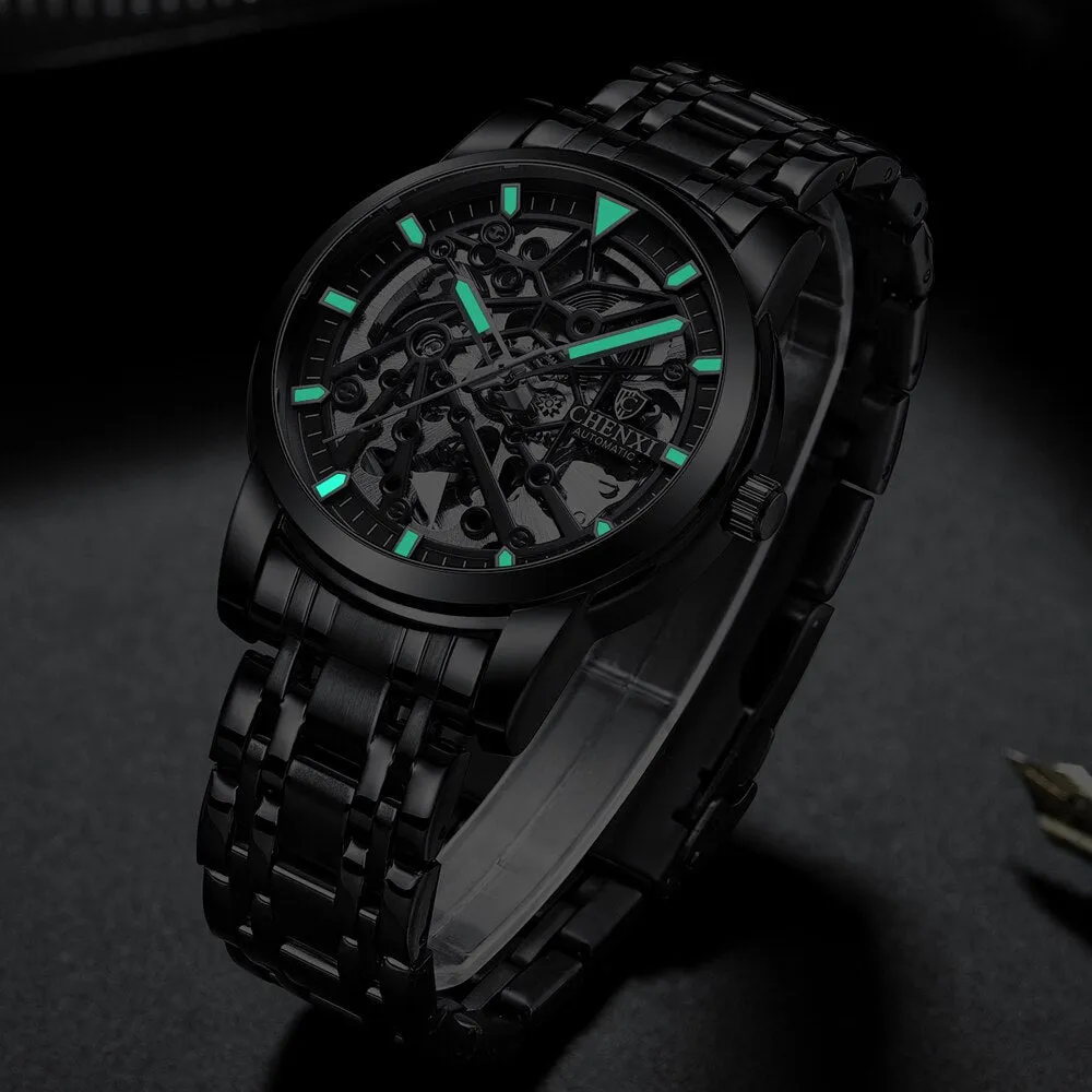 CHENXI Mens Watches Tourbillon Waterproof Automatic Mechanical Watch Men Top Brand Luxury Stainless Steel Business Wristwatch